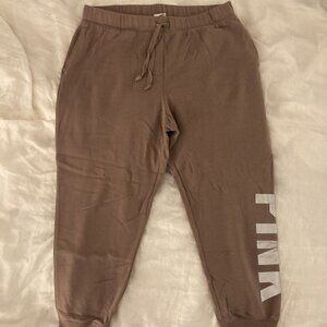 Pink Cute Sweatpants with Logo on Side in Silver